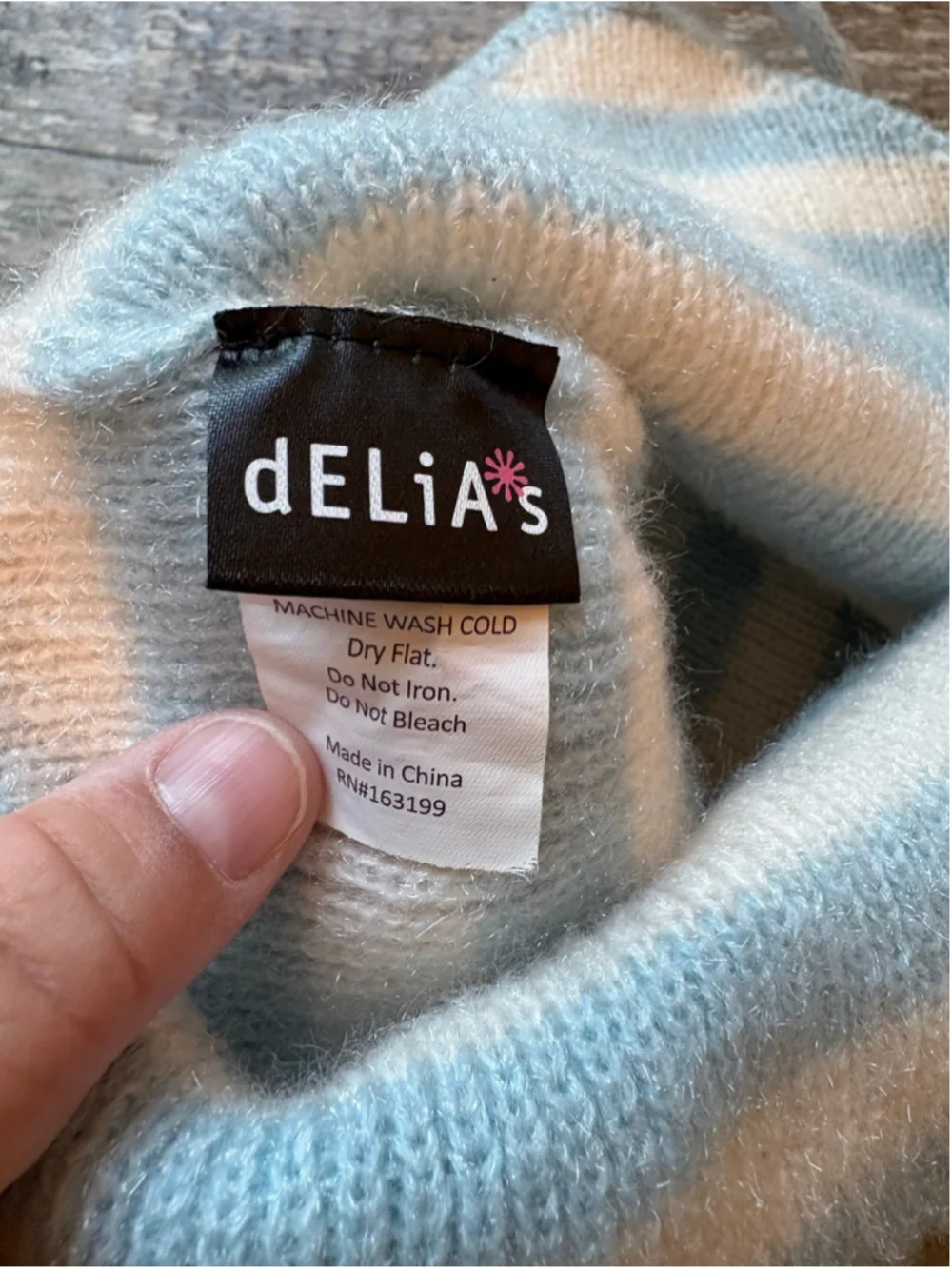Delia’s Blue & White Striped Knit Earflap Hat with Star Tassels – OS